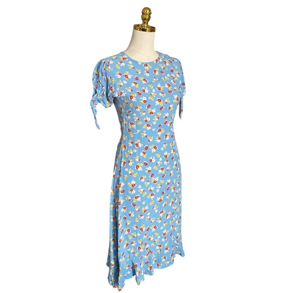 FAITHFUL THE BRAND Dainty Cottagecore Floral Light Blue Flowy Midi Dress Size 2 - Picture 5 of 11